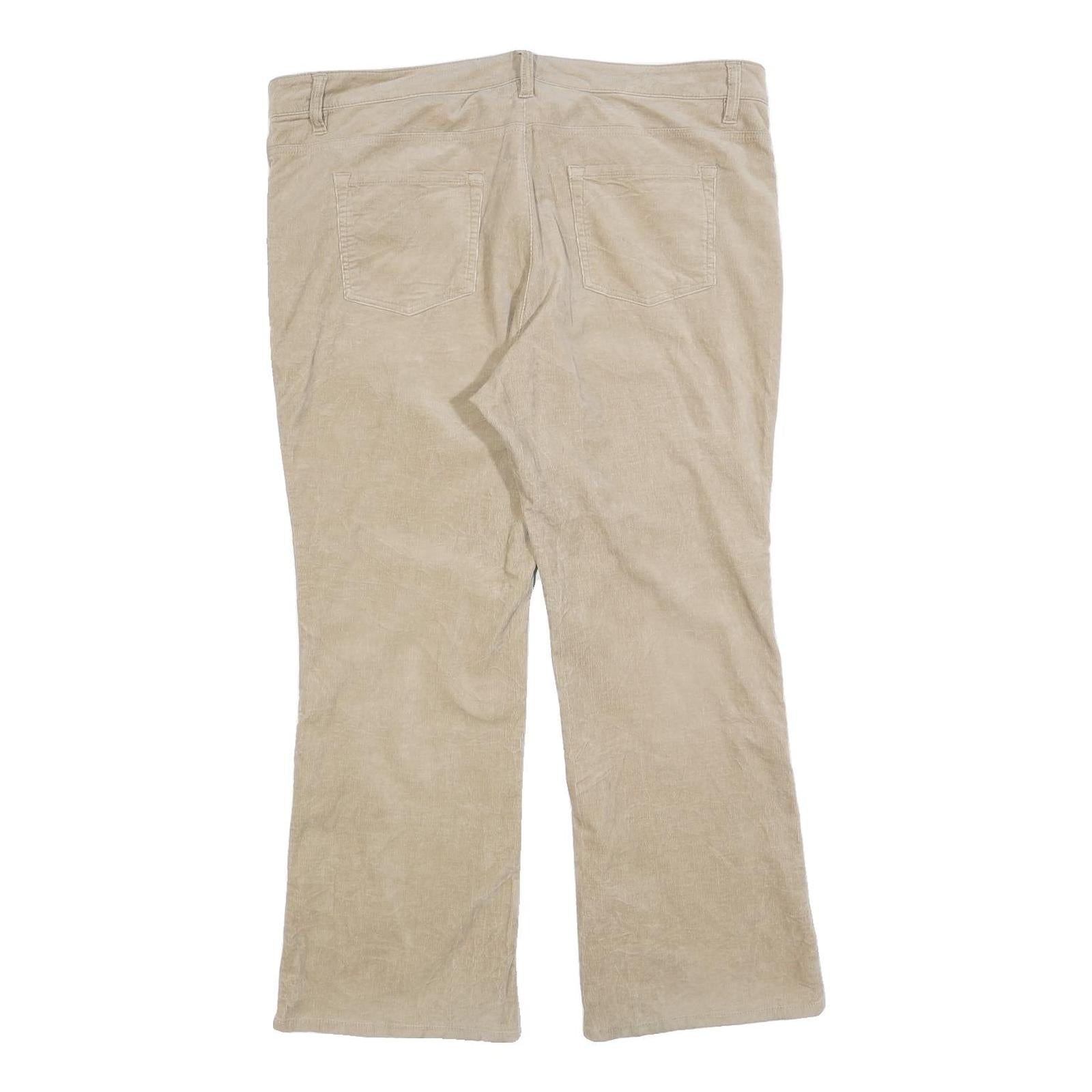 Womens Cotton Blend Beige Regular Fit Straight Leg Trousers W40 L28 Casual