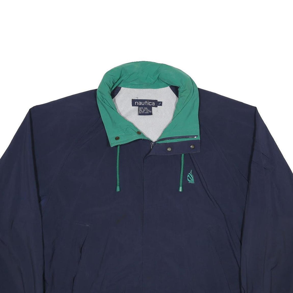 NAUTICA Mens Navy & Green Classic Jacket L Nylon Zip Plain Lightweight