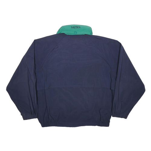 NAUTICA Mens Navy & Green Classic Jacket L Nylon Zip Plain Lightweight