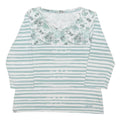 PETER STORM Womens Green & White Floral Stripe Top Long Sleeve Round Neck UK 20