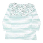 PETER STORM Womens Green & White Floral Stripe Top Long Sleeve Round Neck UK 20