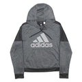 ADIDAS Womens Grey & Black Colourblock Pullover Hoodie S Long Sleeve Logo