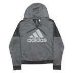 ADIDAS Womens Grey & Black Colourblock Pullover Hoodie S Long Sleeve Logo