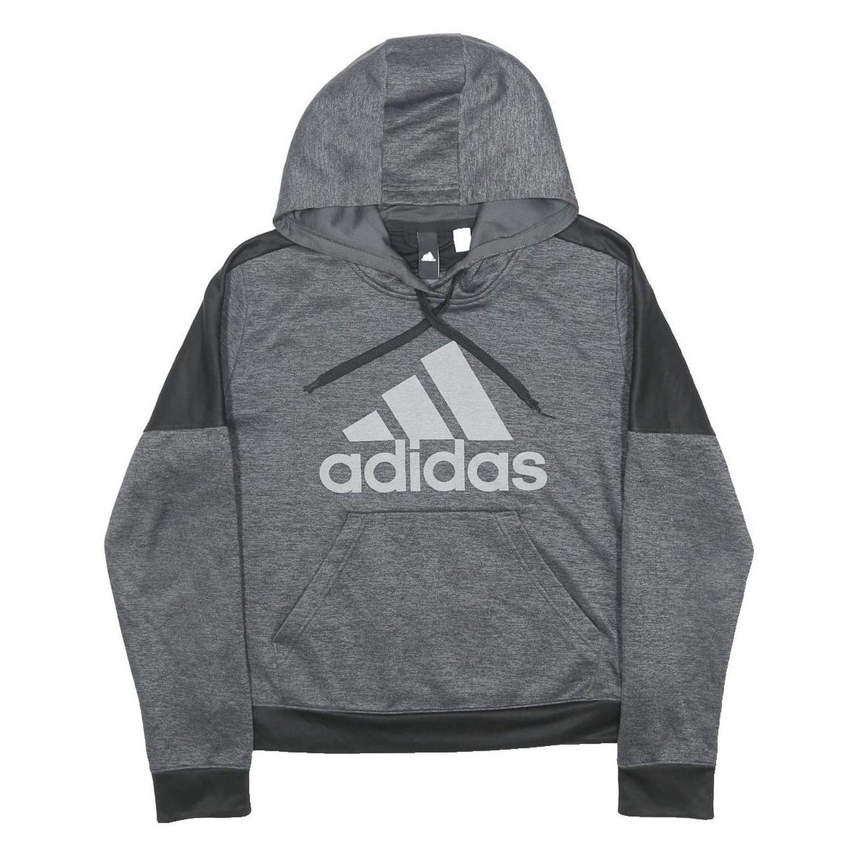 ADIDAS Womens Grey & Black Colourblock Pullover Hoodie S Long Sleeve Logo