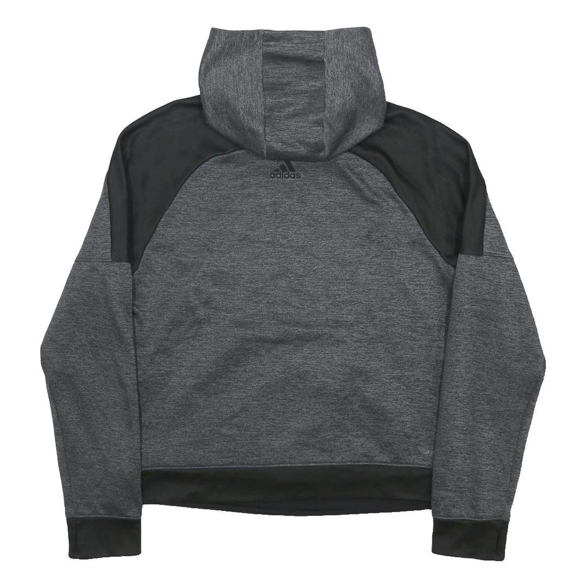 ADIDAS Womens Grey & Black Colourblock Pullover Hoodie S Long Sleeve Logo