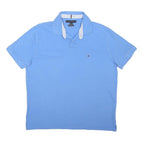 TOMMY HILFIGER Mens Blue Short Sleeve Polo Shirt L Cotton Blend Casual