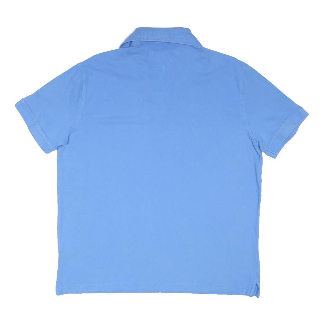 TOMMY HILFIGER Mens Blue Short Sleeve Polo Shirt L Cotton Blend Casual