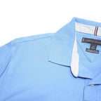 TOMMY HILFIGER Mens Blue Short Sleeve Polo Shirt L Cotton Blend Casual