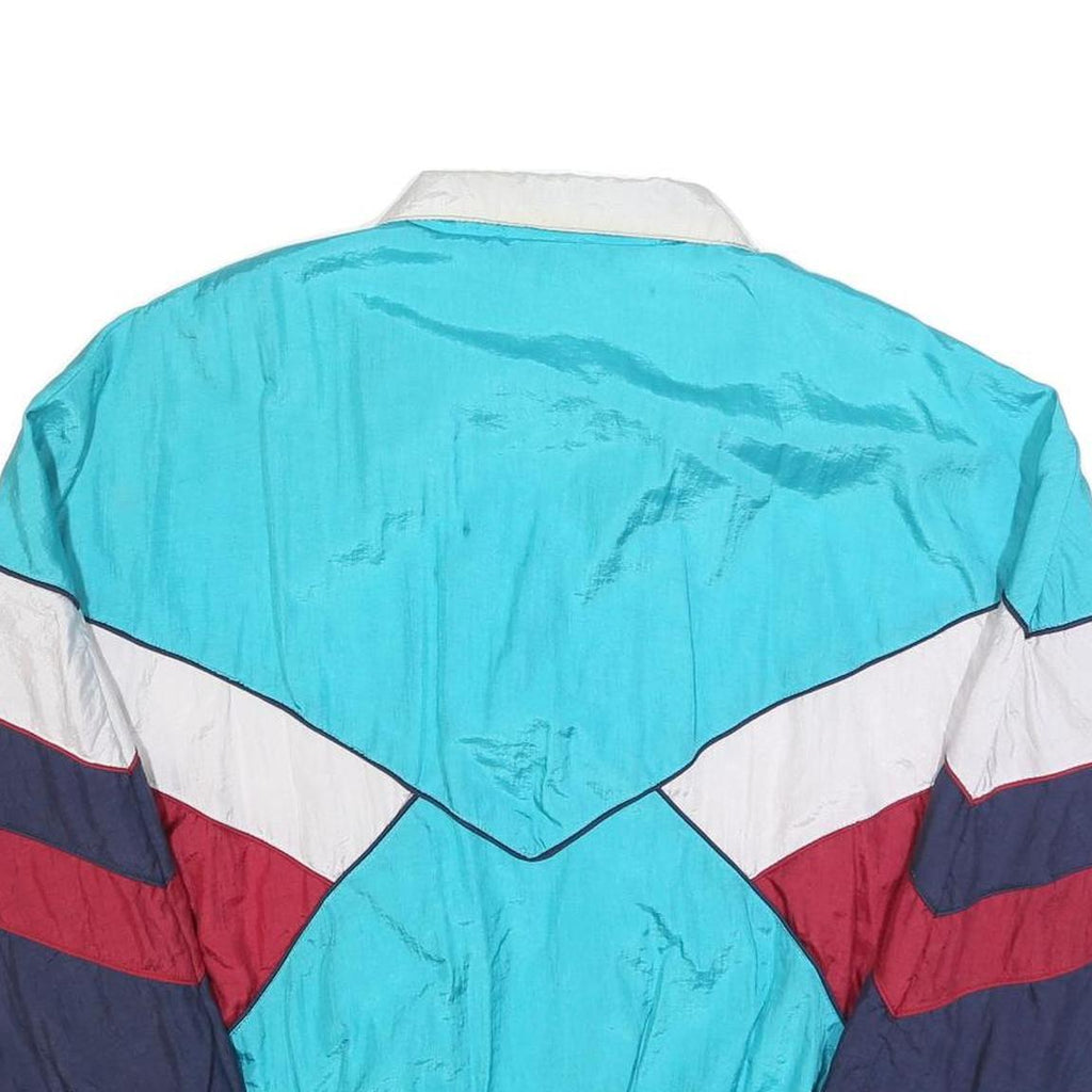 LETS JET Mens Blue & Red Nylon Zip Jacket S Retro 80s Colourblock Casual