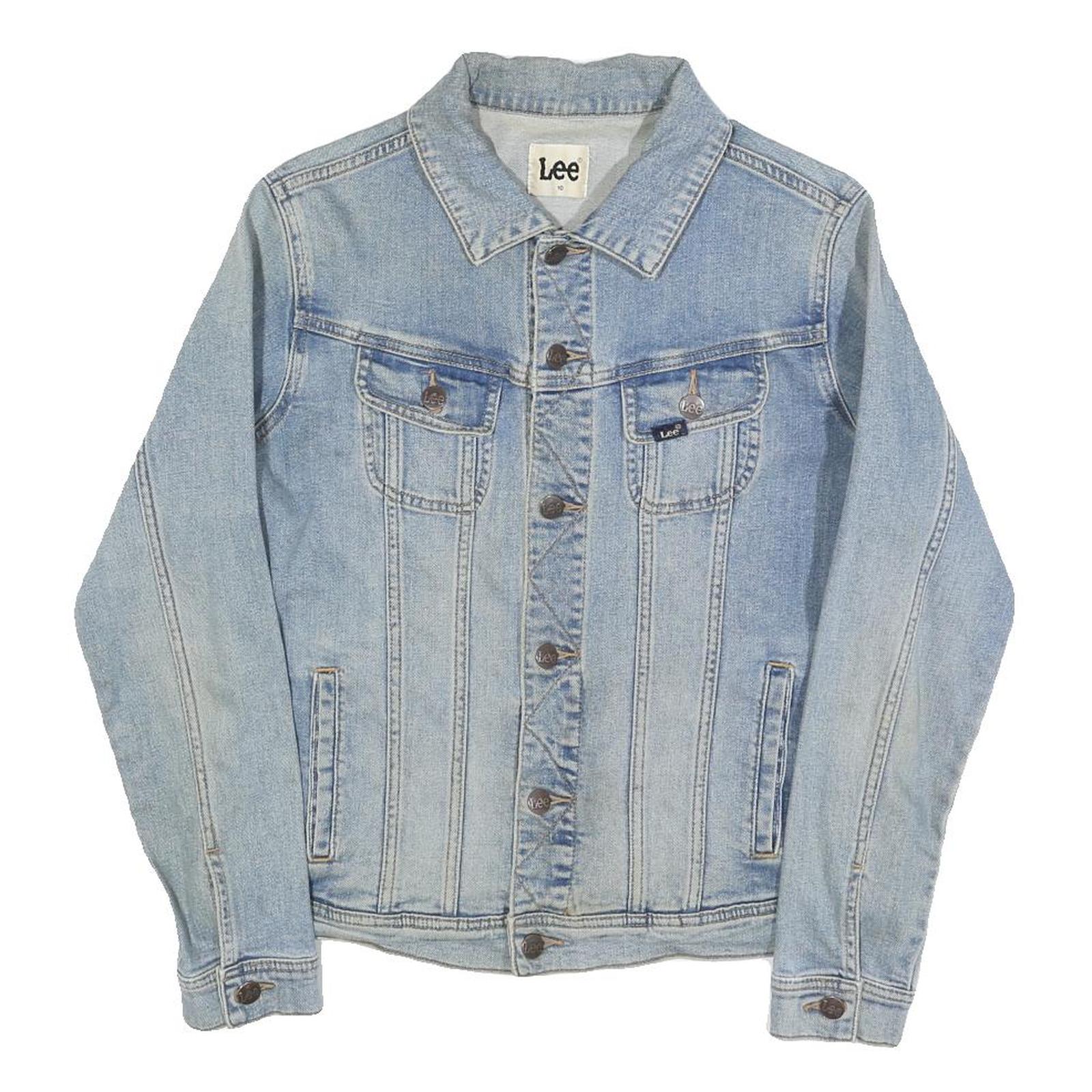 LEE Womens Blue Denim Jacket S Cotton Blend Button Closure Classic Fit