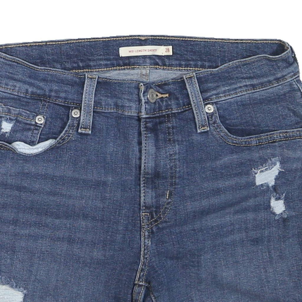 LEVI'S Womens Denim Blue Casual Shorts S W28 Distressed Roll Hem