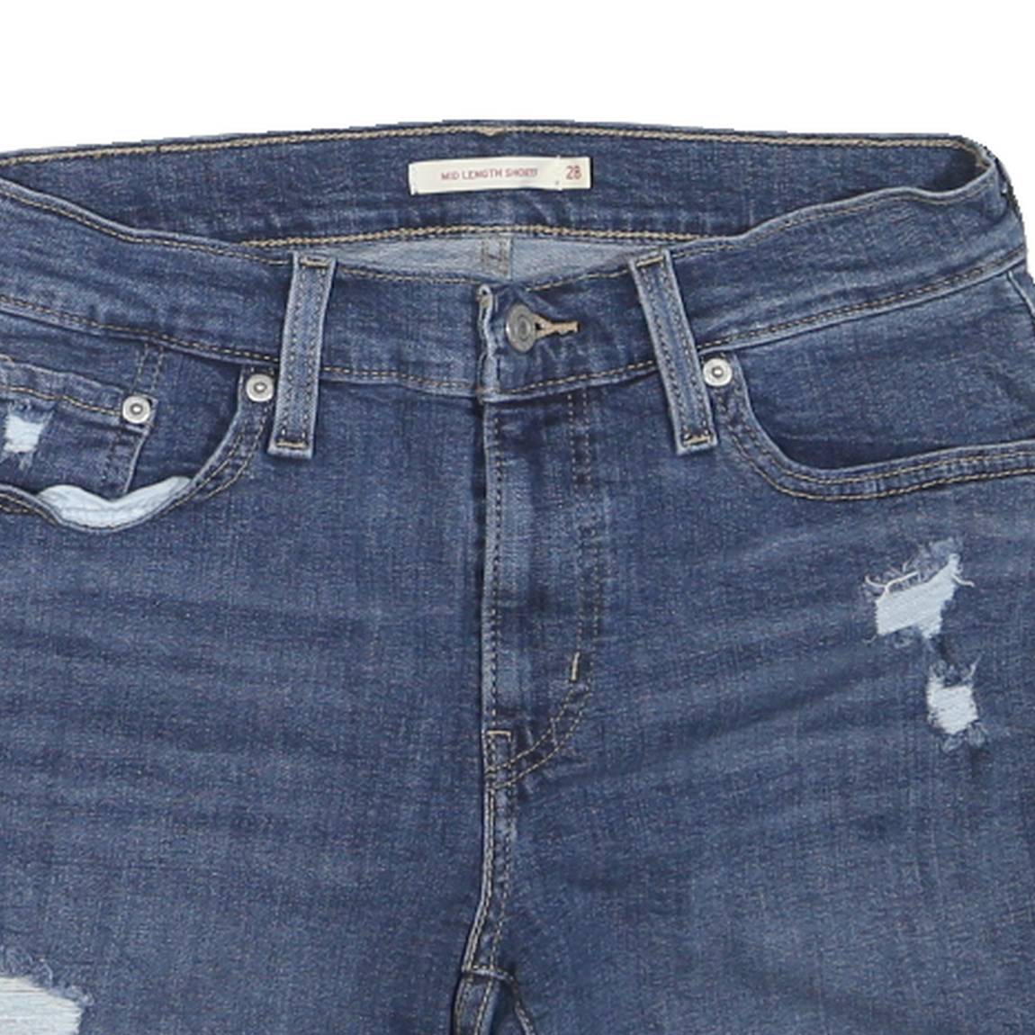 LEVI'S Womens Denim Blue Casual Shorts S W28 Distressed Roll Hem