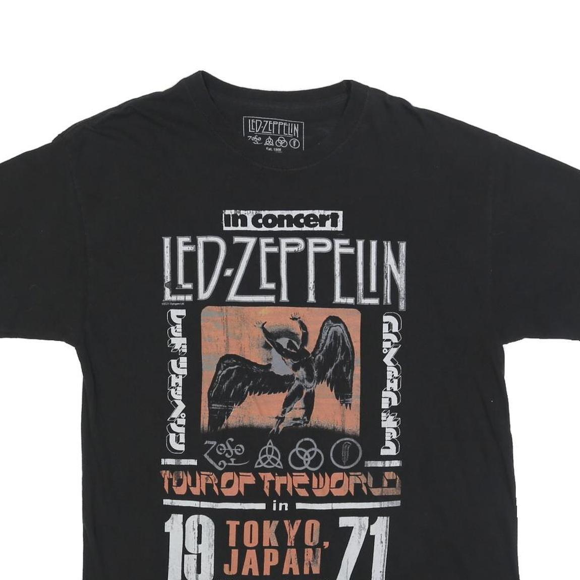 LED ZEPPELIN Rare Mens Black Tour Of The World Graphic T-Shirt M Crew Neck Short