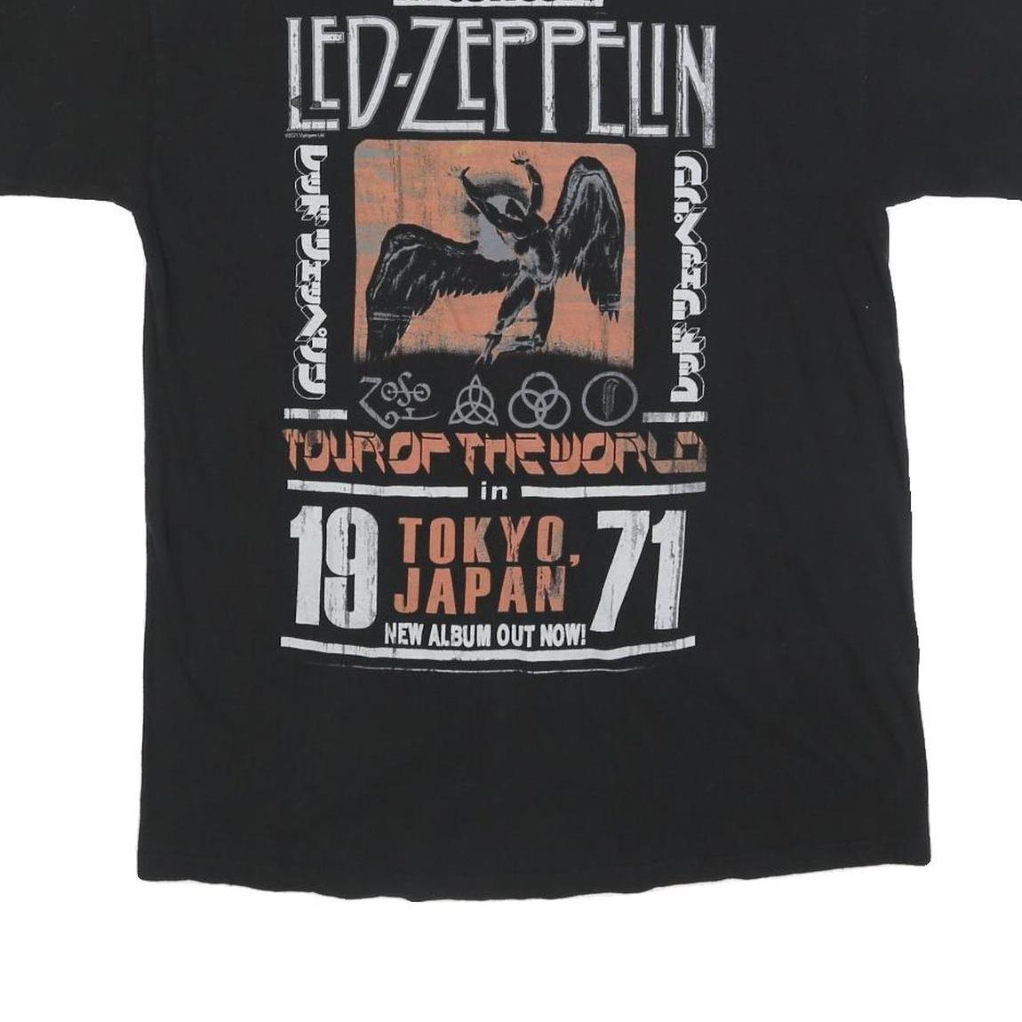 LED ZEPPELIN Rare Mens Black Tour Of The World Graphic T-Shirt M Crew Neck Short
