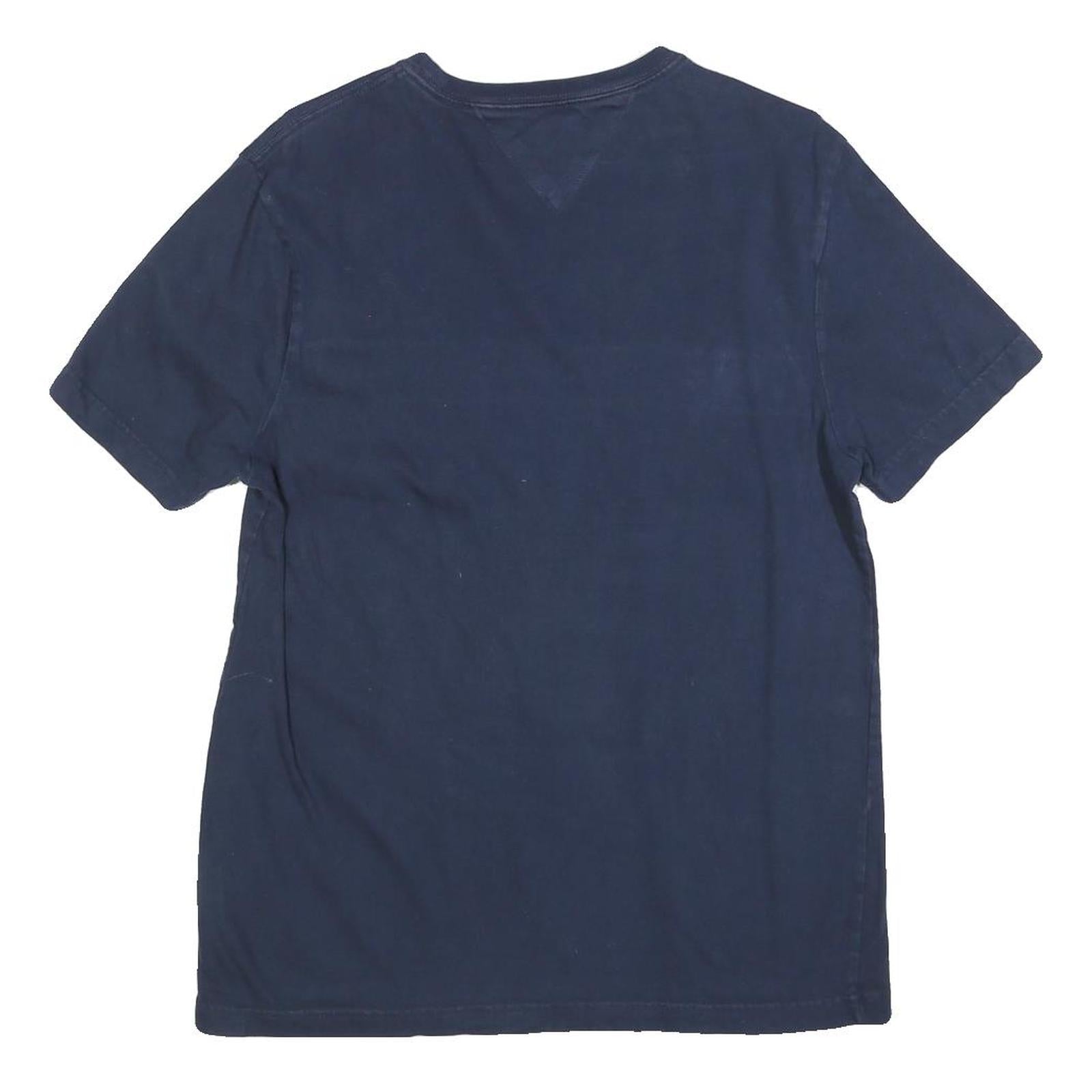 TOMMY HILFIGER Mens Blue Navy T-Shirt M Short Sleeve Crew Neck Cotton Blend Logo