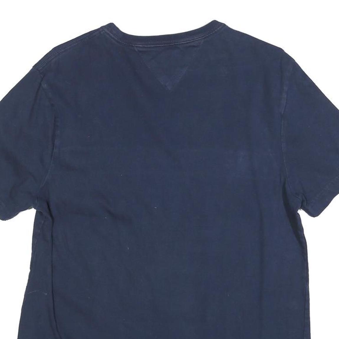 TOMMY HILFIGER Mens Blue Navy T-Shirt M Short Sleeve Crew Neck Cotton Blend Logo