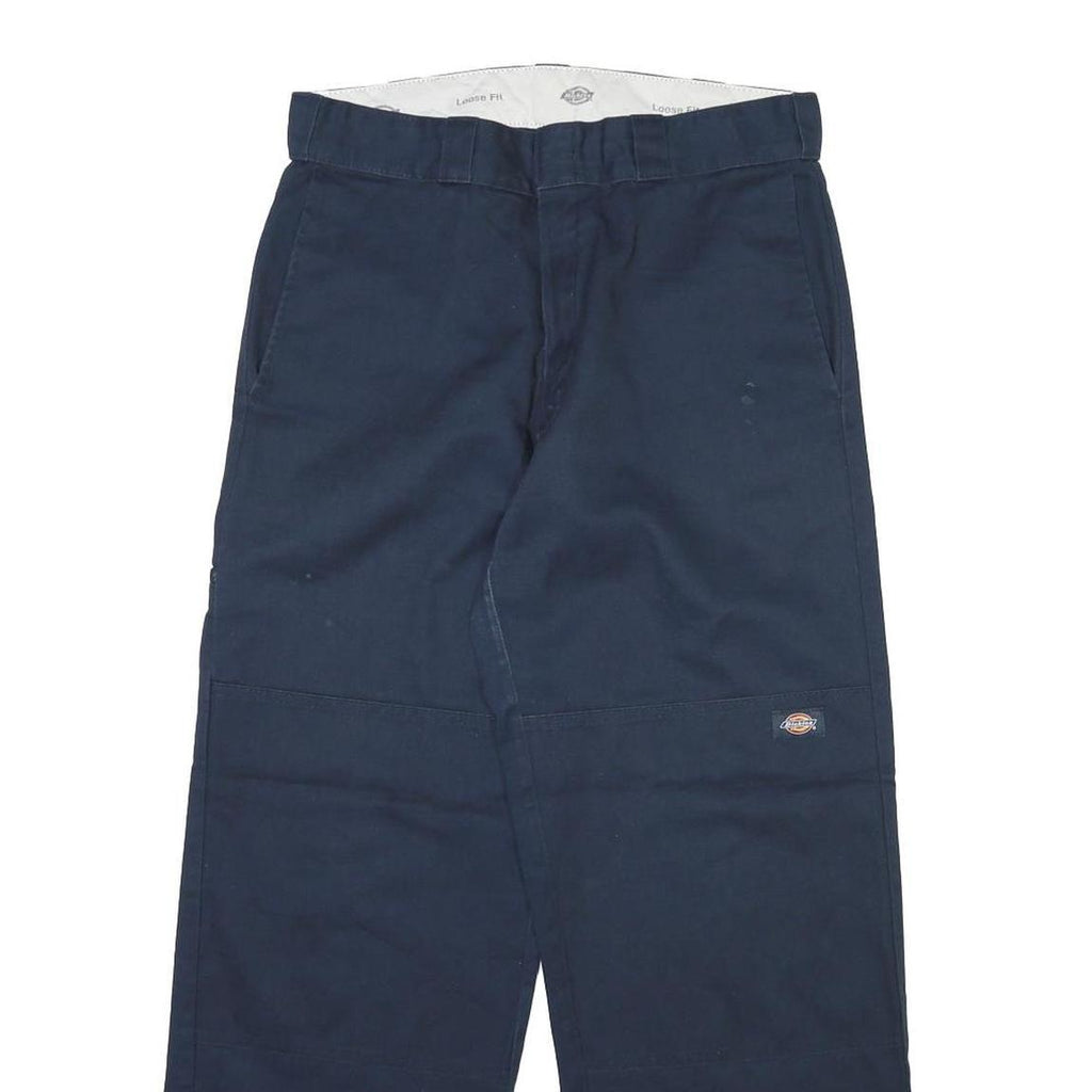 DICKIES Mens Cotton Blend Navy Regular Fit Straight Leg Trousers W32 L30