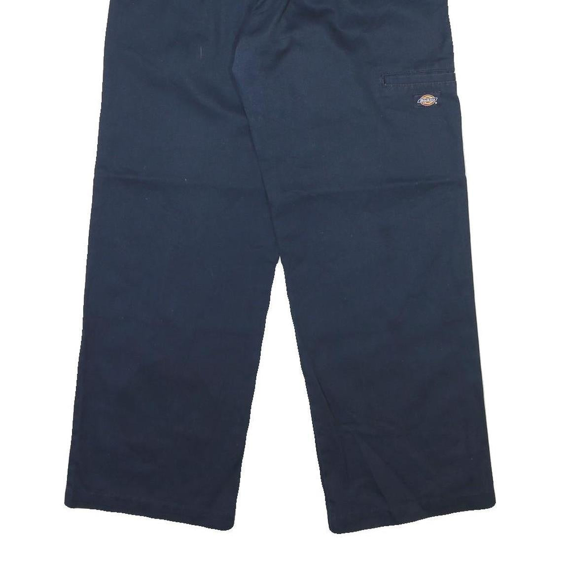 DICKIES Mens Cotton Blend Navy Regular Fit Straight Leg Trousers W32 L30