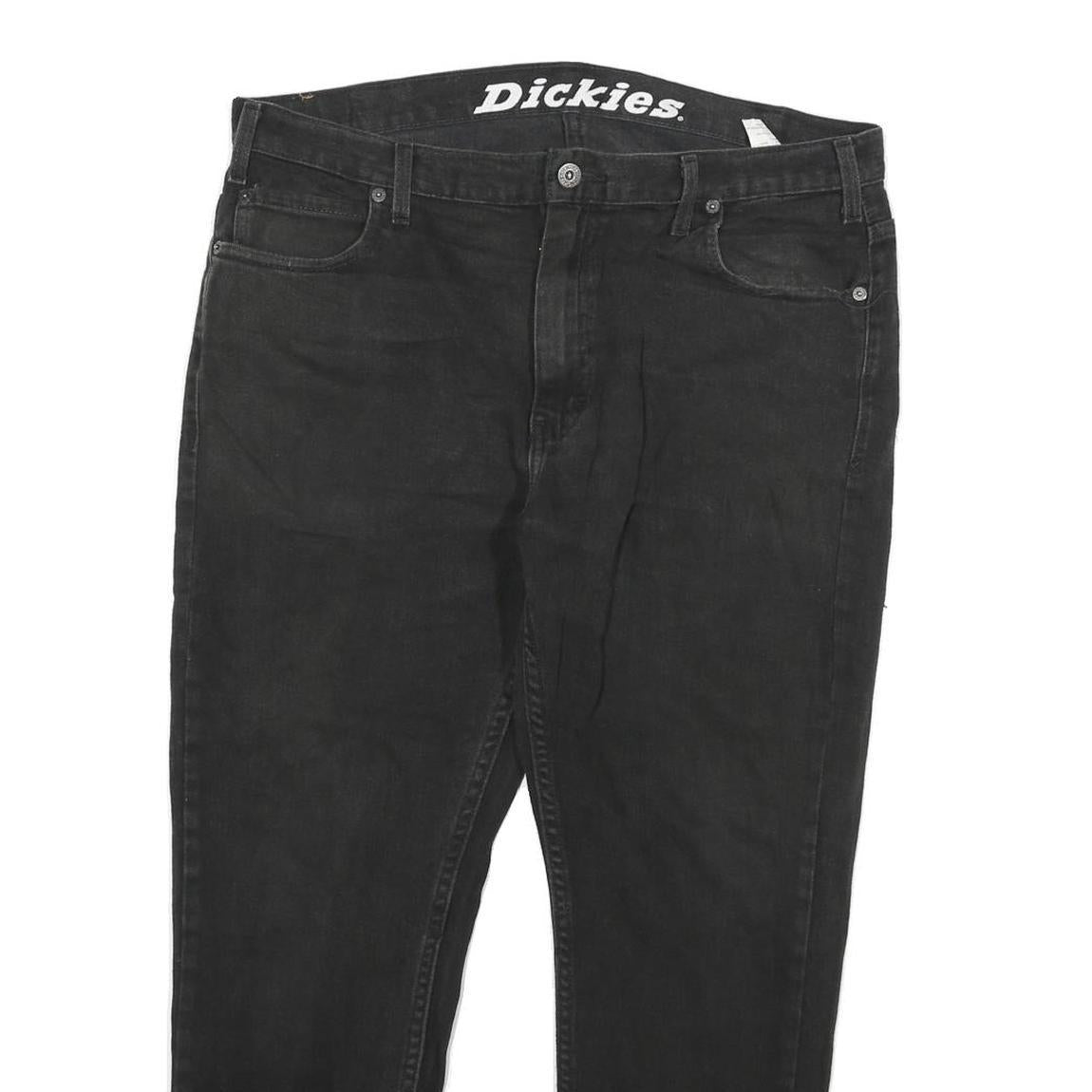 DICKIES Mens Jeans Black Slim Skinny Denim W36 L26 Zip Cotton Blend