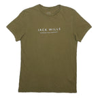 JACK WILLS Mens Green Cotton Blend T-Shirt XS Short Sleeve Crew Neck Logo Print