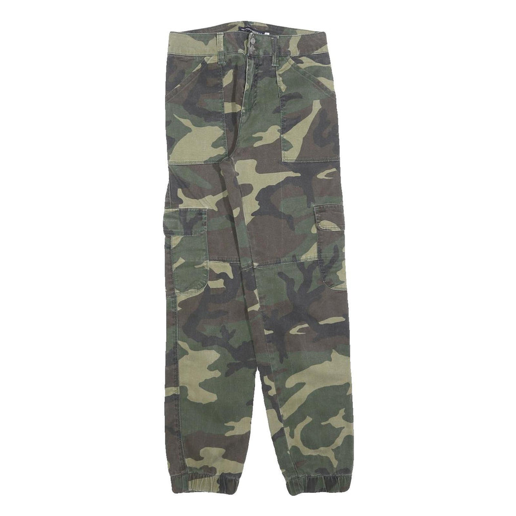 BRANDY MELVILLE Womens Cotton Blend Green Camouflage Regular Fit Cargo Trousers