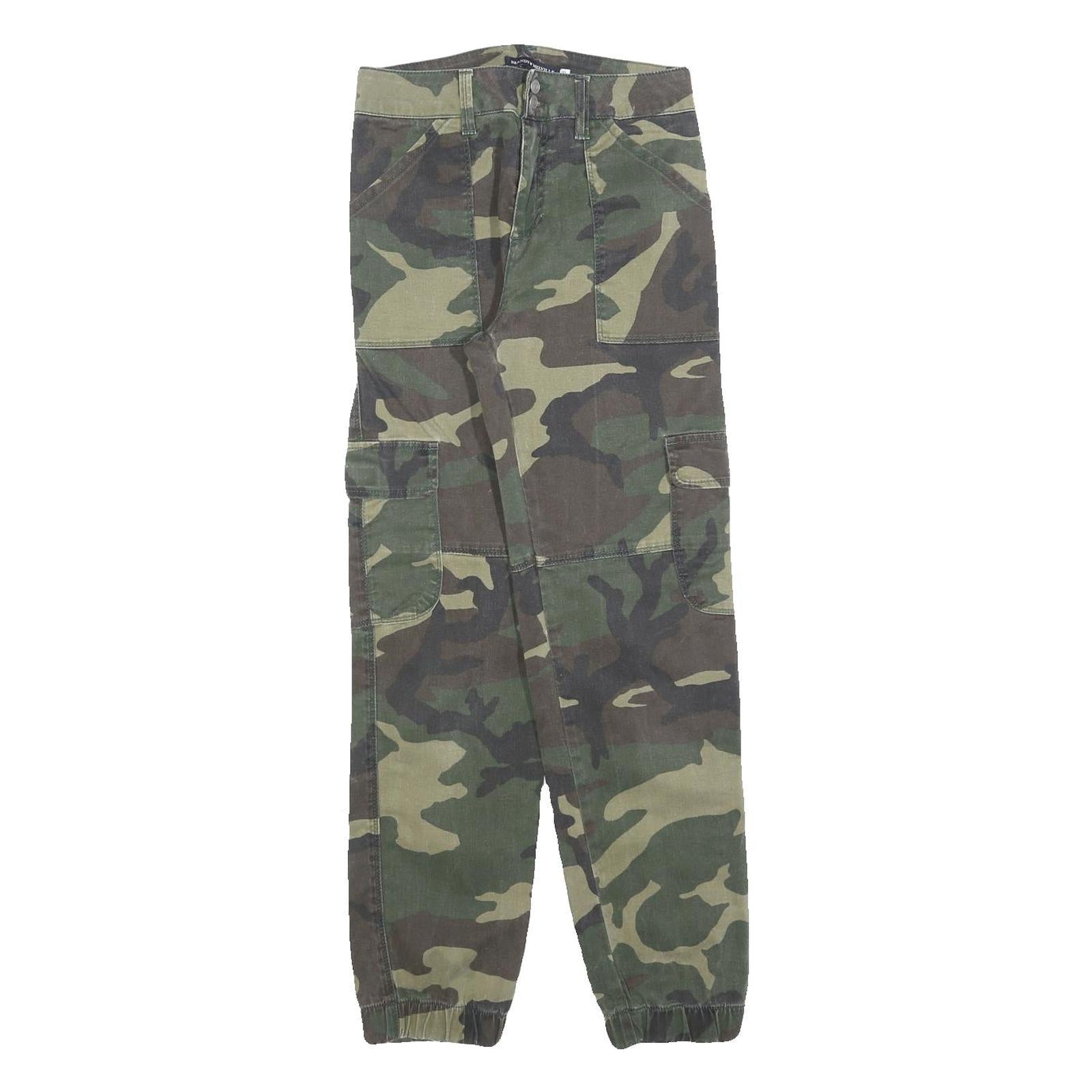 BRANDY MELVILLE Womens Cotton Blend Green Camouflage Regular Fit Cargo Trousers