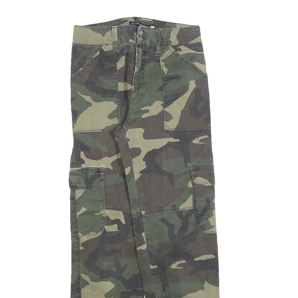 BRANDY MELVILLE Womens Cotton Blend Green Camouflage Regular Fit Cargo Trousers