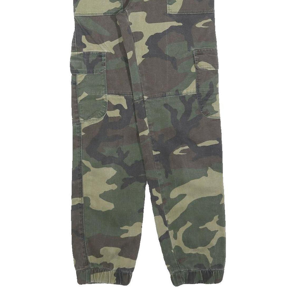 BRANDY MELVILLE Womens Cotton Blend Green Camouflage Regular Fit Cargo Trousers