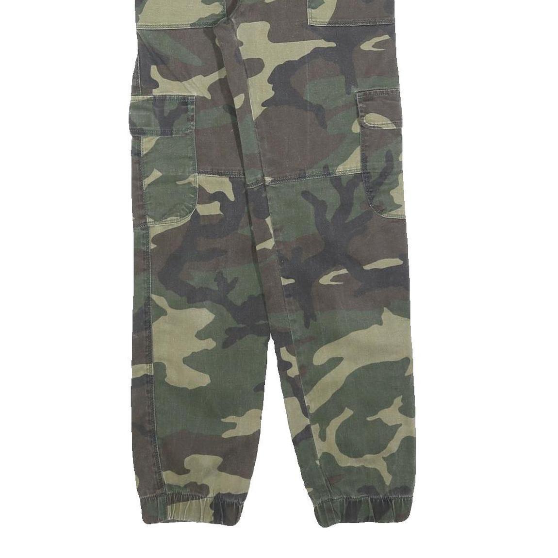 BRANDY MELVILLE Womens Cotton Blend Green Camouflage Regular Fit Cargo Trousers