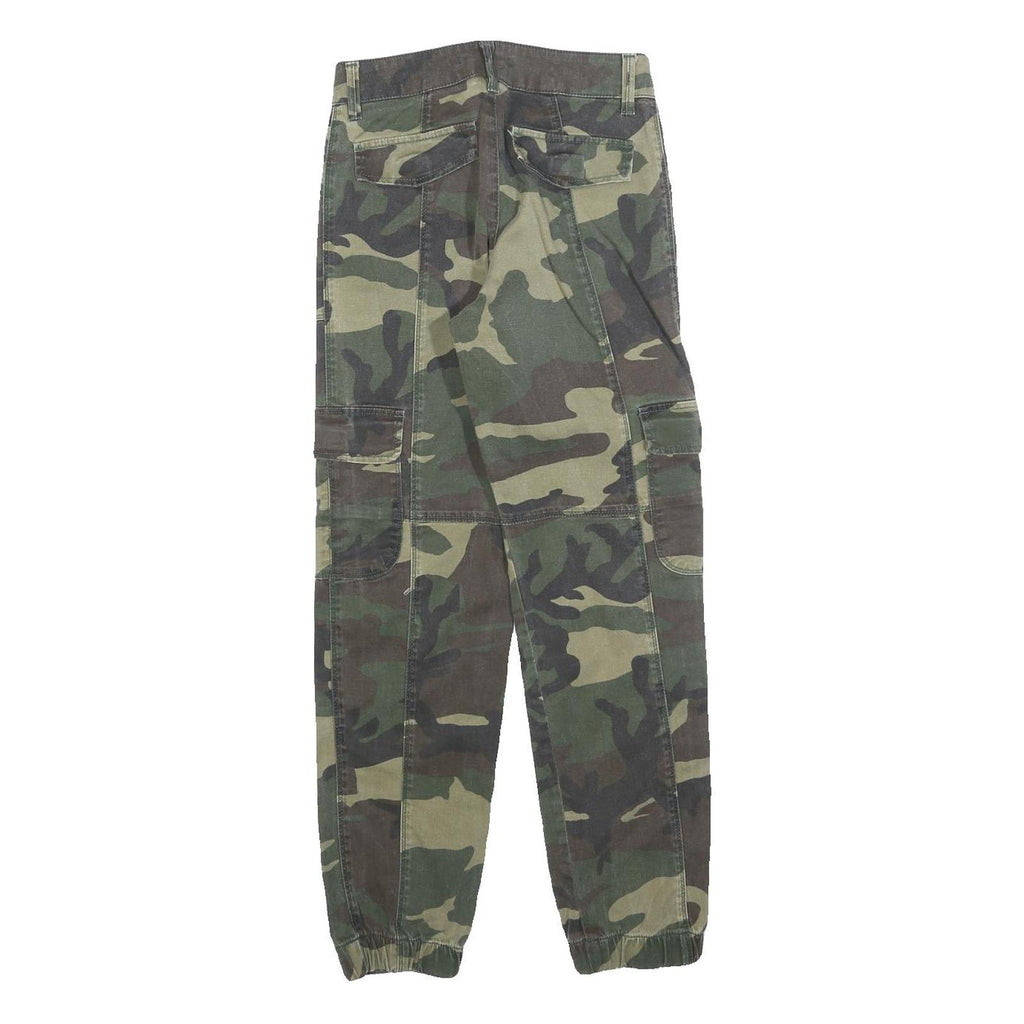 BRANDY MELVILLE Womens Cotton Blend Green Camouflage Regular Fit Cargo Trousers