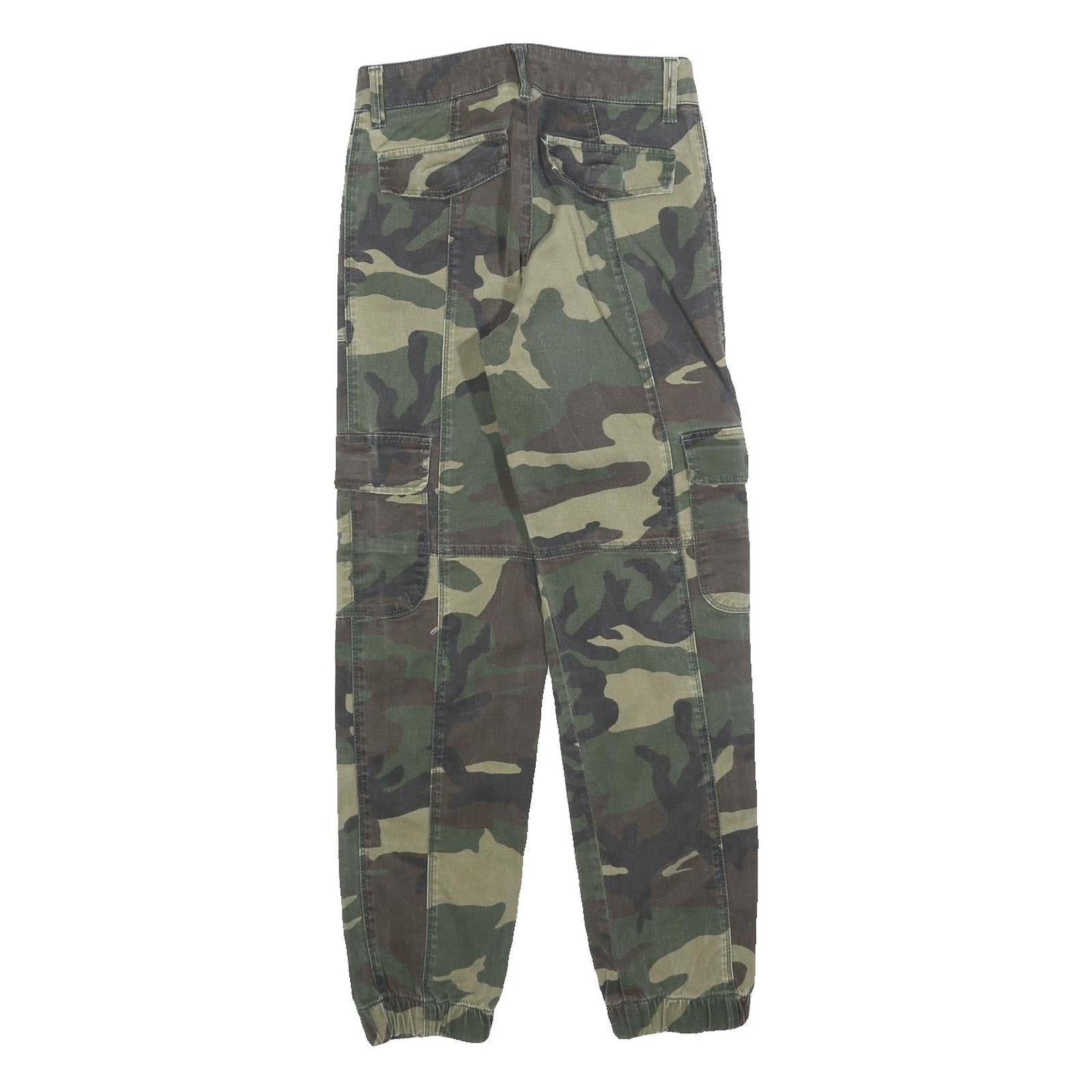 BRANDY MELVILLE Womens Cotton Blend Green Camouflage Regular Fit Cargo Trousers