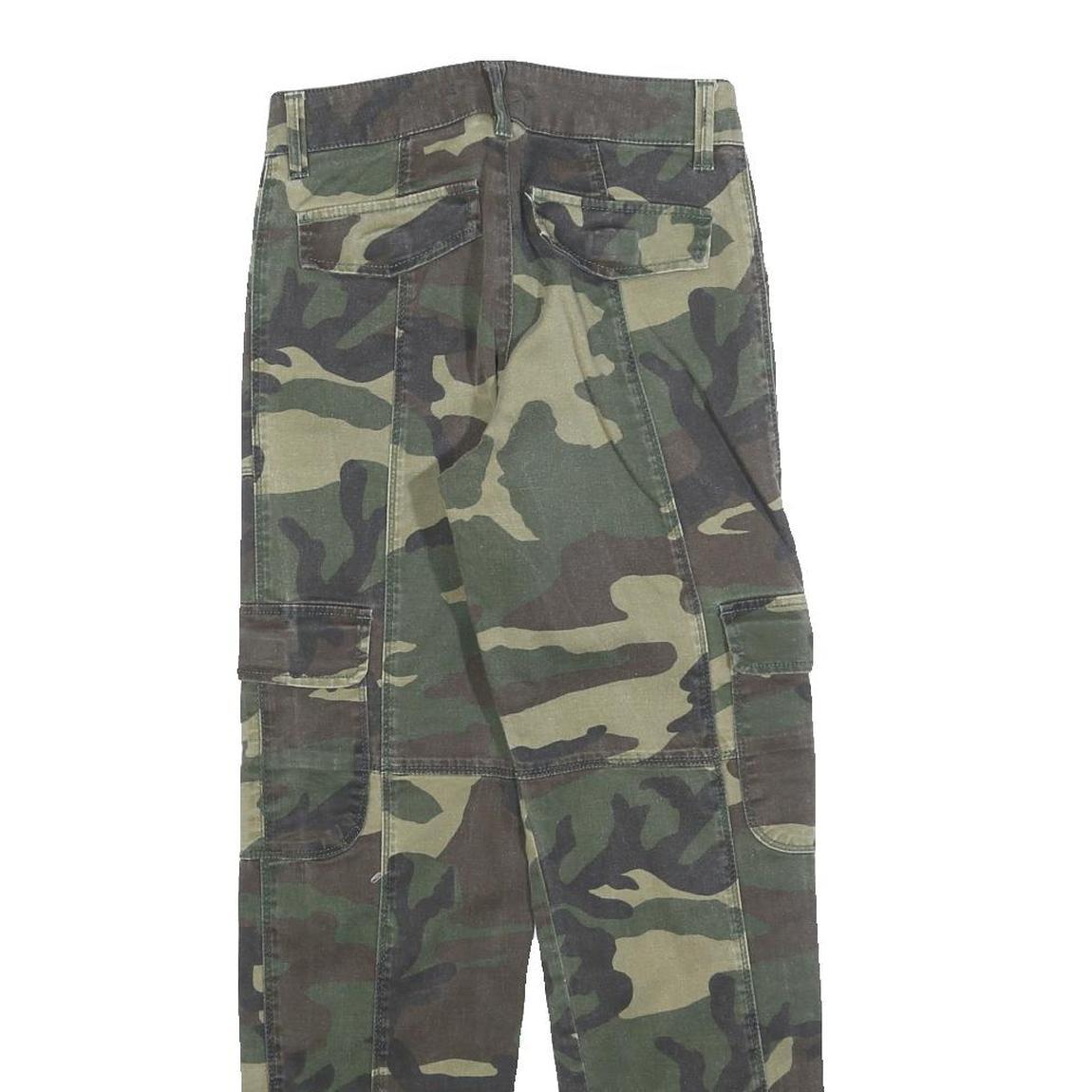 BRANDY MELVILLE Womens Cotton Blend Green Camouflage Regular Fit Cargo Trousers