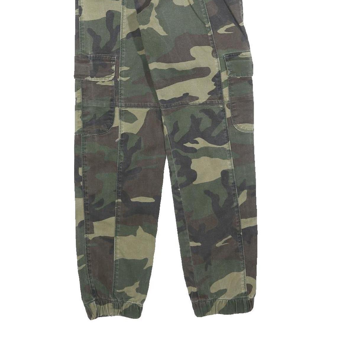 BRANDY MELVILLE Womens Cotton Blend Green Camouflage Regular Fit Cargo Trousers