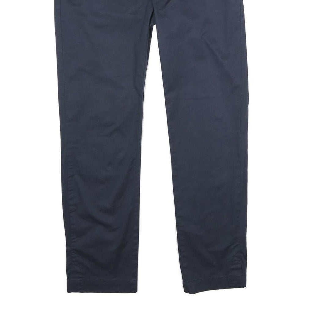 WOOLRICH Womens Cotton Blend Navy Regular Leg Trousers W28 L28 Zip Closure