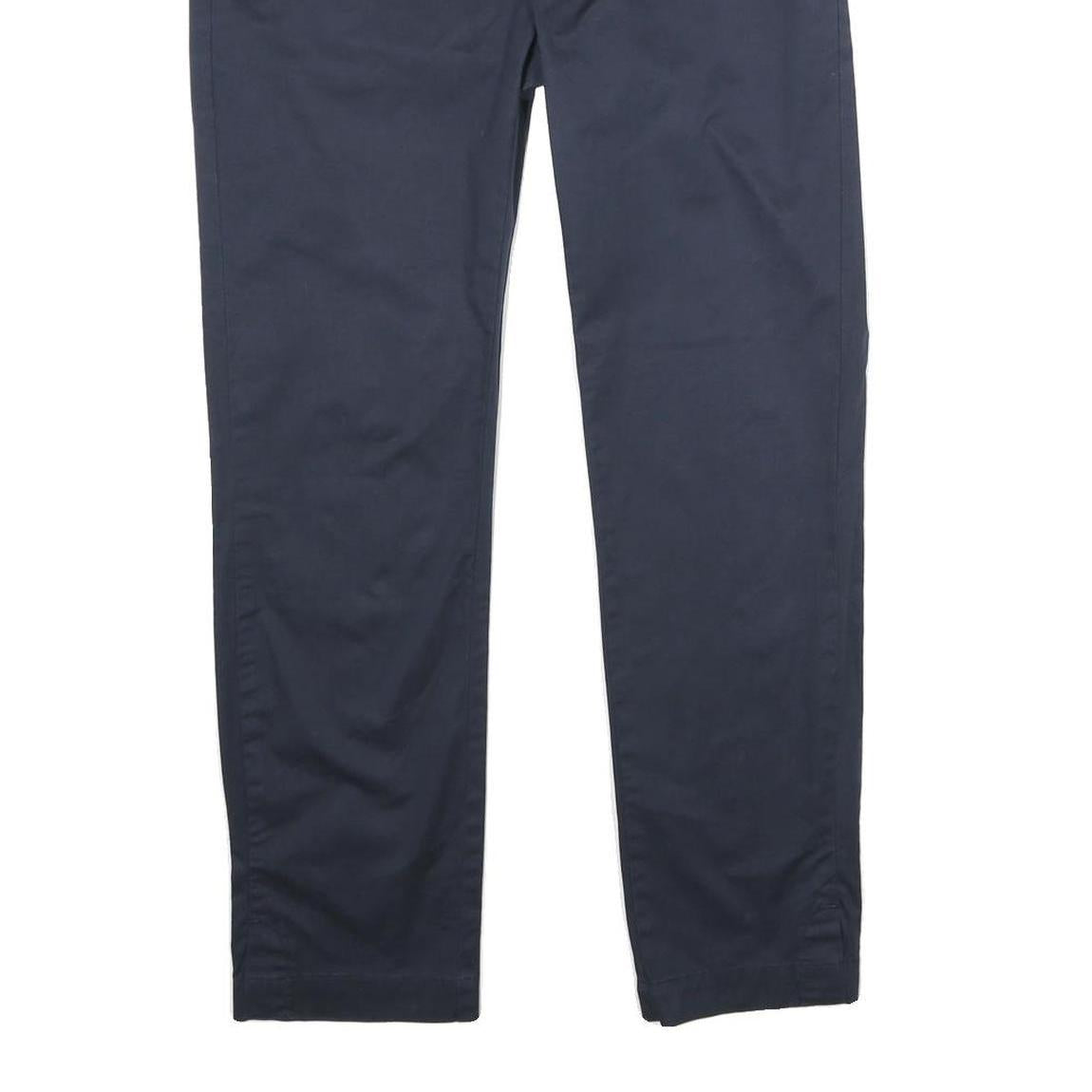 WOOLRICH Womens Cotton Blend Navy Regular Leg Trousers W28 L28 Zip Closure