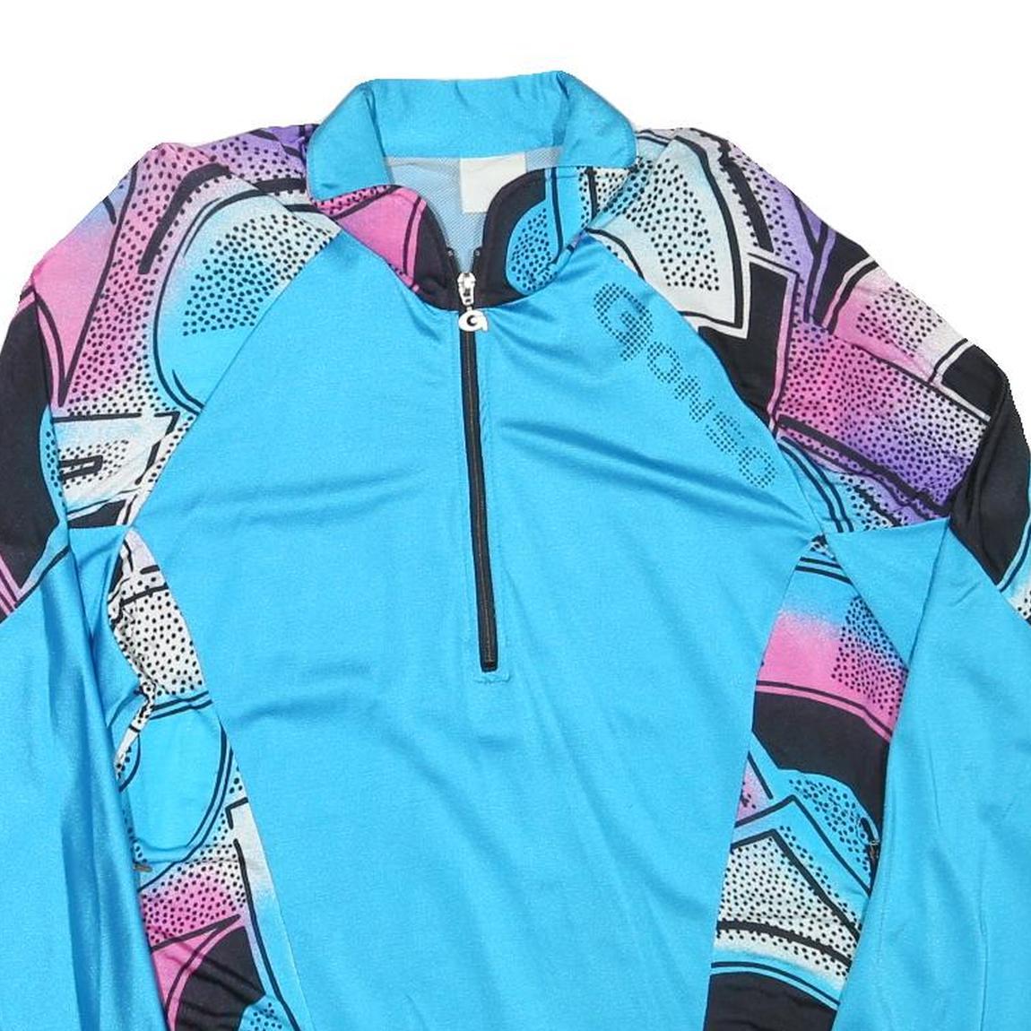 GONSO Mens Blue & Purple Patterned Half Zip M Sweatshirt Cycling Activewear