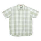 TIMBERLAND Mens White & Green Checked Cotton Blend Shirt L Casual Summer