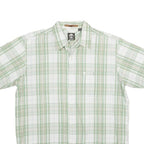 TIMBERLAND Mens White & Green Checked Cotton Blend Shirt L Casual Summer