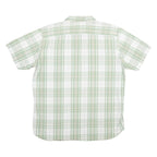 TIMBERLAND Mens White & Green Checked Cotton Blend Shirt L Casual Summer