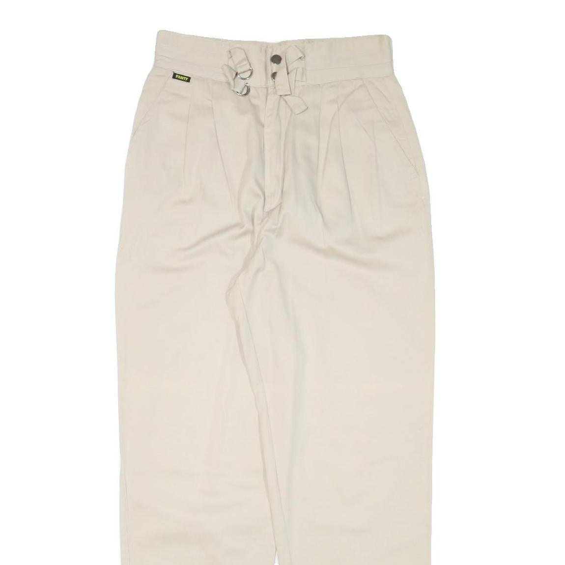FANTY Womens Cotton Blend Cream Relaxed Straight Trousers W27 L29 Casual Wear
