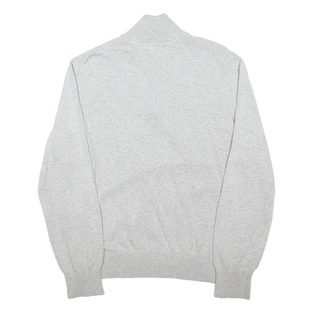 TOMMY HILFIGER Mens Grey Cotton Blend Patterned Pullover Jumper M Stripe Collar