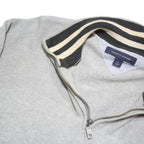 TOMMY HILFIGER Mens Grey Cotton Blend Patterned Pullover Jumper M Stripe Collar