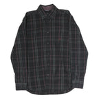NAUTICA Mens Black & Grey Check Shirt M Cotton Long Sleeve Button-Down Collar
