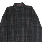 NAUTICA Mens Black & Grey Check Shirt M Cotton Long Sleeve Button-Down Collar