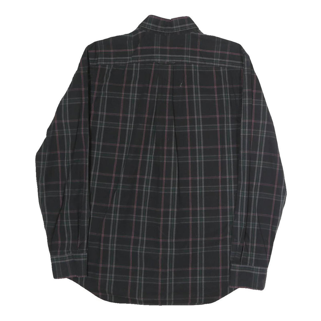 NAUTICA Mens Black & Grey Check Shirt M Cotton Long Sleeve Button-Down Collar