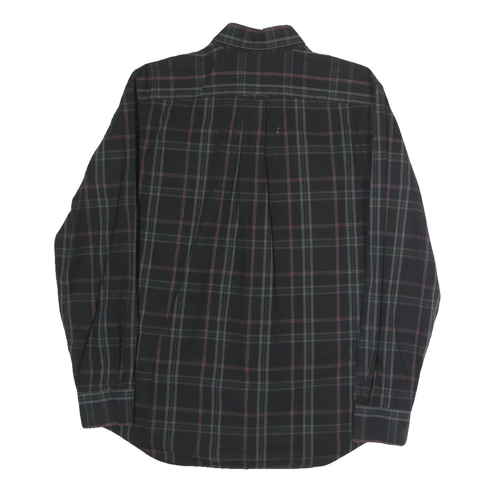 NAUTICA Mens Black & Grey Check Shirt M Cotton Long Sleeve Button-Down Collar