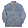LEVI'S Mens Blue Denim Button Jacket S Cotton Classic Casual Outerwear