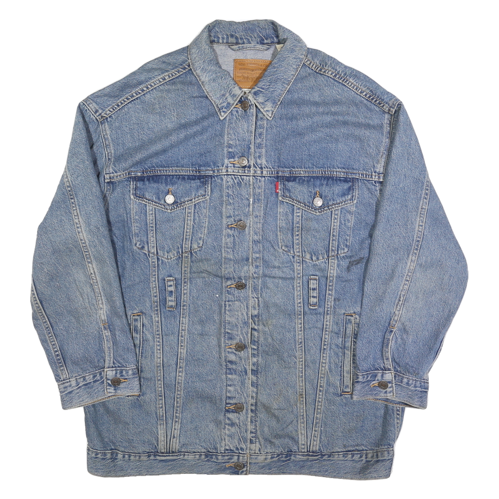 LEVI'S Mens Blue Denim Button Jacket S Cotton Classic Casual Outerwear