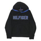 TOMMY HILFIGER Mens Black Hoodie S Hilfiger Logo Pullover Hooded Sweatshirt