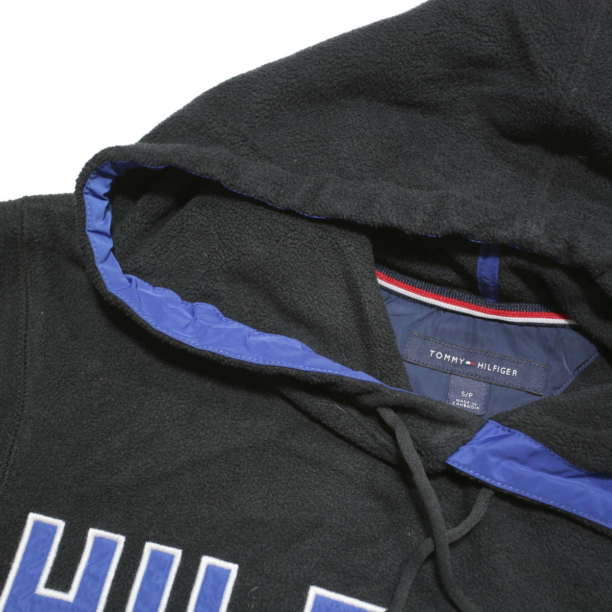 TOMMY HILFIGER Mens Black Hoodie S Hilfiger Logo Pullover Hooded Sweatshirt